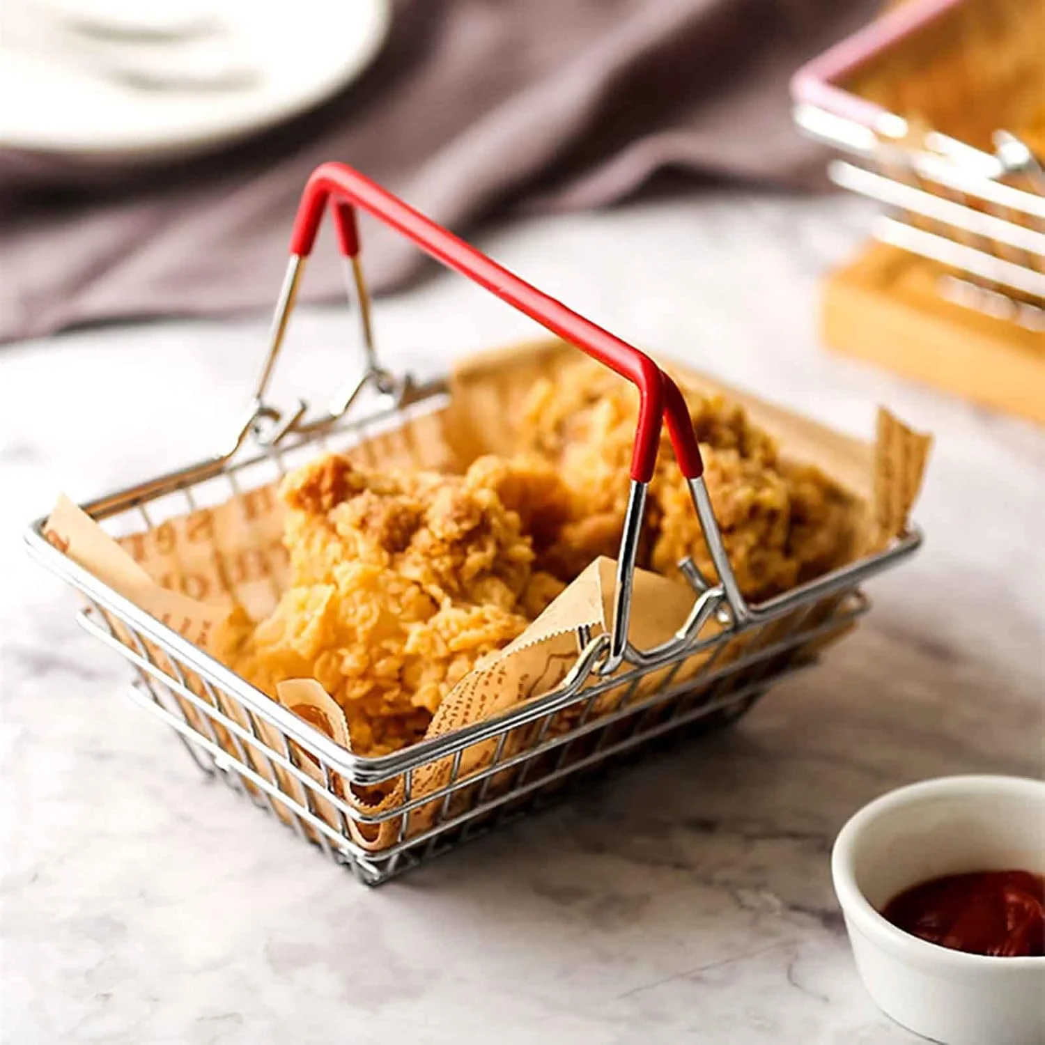 سبد سرخ کن مینی استیل ضد زنگ، نگهدارنده سیب زمینی سرخ کرده، سبد نگهدارنده ماهی و چیپس استیل ضد زنگ - سبد خرید و سرو غذا به شکل چرخ دستی (سبد خرید قرمز) سبد سرخ کن مینی استیل ضد زنگ، نگهدارنده سیب زمینی سرخ کرده، سبد نگهدارنده ماهی و چیپس استیل ضد زنگ - سبد خرید و سرو غذا به شکل چرخ دستی (سبد خرید قرمز)
