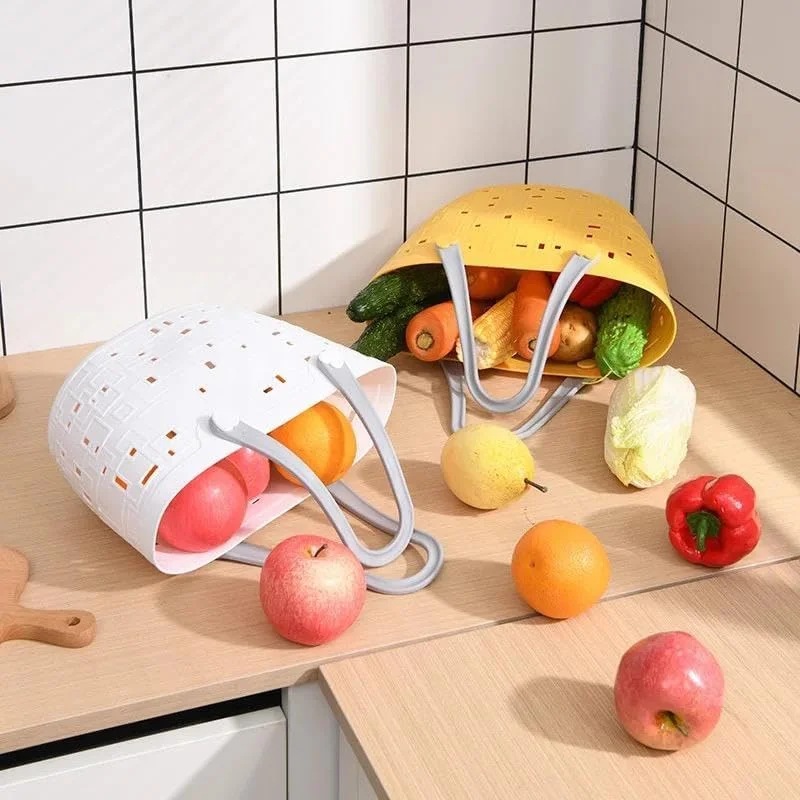 سبد چند منظوره DIVINE HOME برای حمل میوه و سبزیجات | سبد برای نگهداری، خرید، پیک نیک و پوجا با دستگیره های لاستیکی نرم جانبی - رنگ های متنوع (L-40، W-26، H-26 سانتی متر)