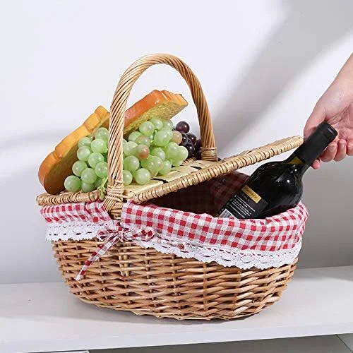 سبد پیک نیک حصیری راتان، سبد گل ویلو، سبد خرید، سبد ابزار نظافت هتل، سبد روستیک با درب (قرمز) سبد پیک نیک حصیری راتان، سبد گل ویلو، سبد خرید، سبد ابزار نظافت هتل، سبد روستیک با درب (قرمز)