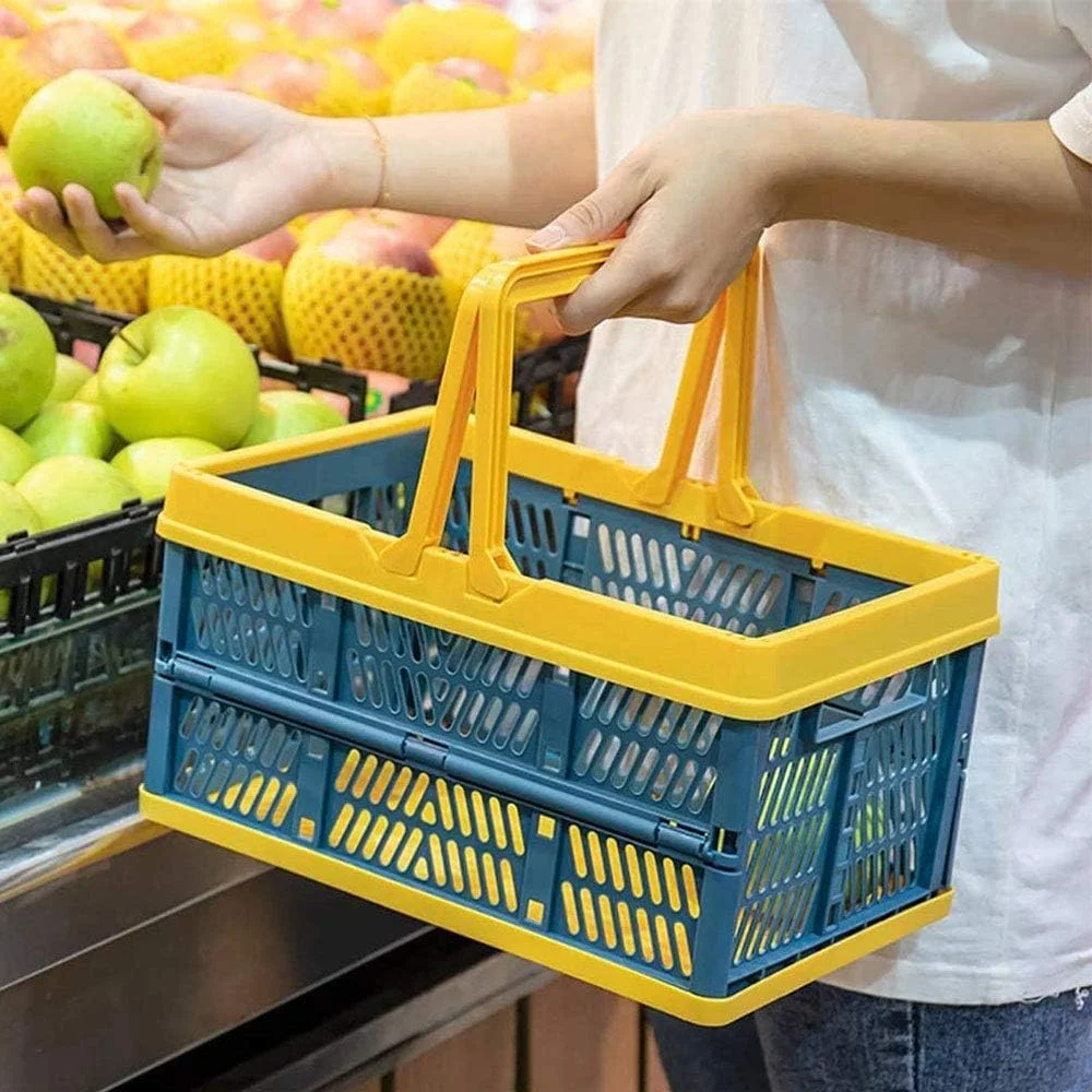 سبدهای خرید پلاستیکی تاشو CuiXiangUK، ظروف نگهداری مواد غذایی قابل حمل با دستگیره، تاشو سریع برای صرفه جویی در فضا و زمان، برای گاراژ خانه سبدهای خرید پلاستیکی تاشو CuiXiangUK، ظروف نگهداری مواد غذایی قابل حمل با دستگیره، تاشو سریع برای صرفه جویی در فضا و زمان، برای گاراژ خانه