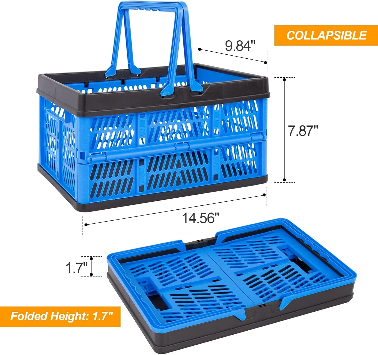 سبدهای خرید پلاستیکی تاشو TeukRiGa 20 لیتری، جعبه نگهداری تاشو با دستگیره، بسته 3 عددی سبدهای خرید پلاستیکی تاشو TeukRiGa 20 لیتری، جعبه نگهداری تاشو با دستگیره، بسته 3 عددی