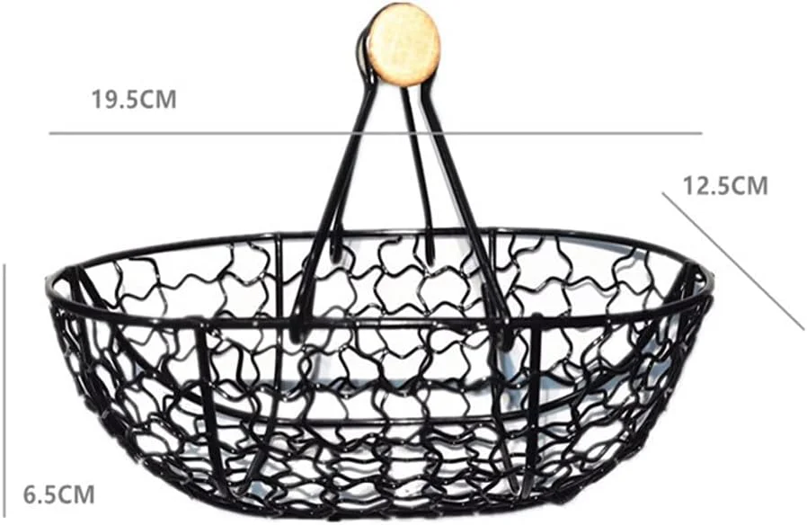 سبد خرید فلزی رترو دسته چوبی xzlL-jtkm، سبد ذخیره سازی کاربردی چند منظوره میوه و سبزیجات قابل حمل