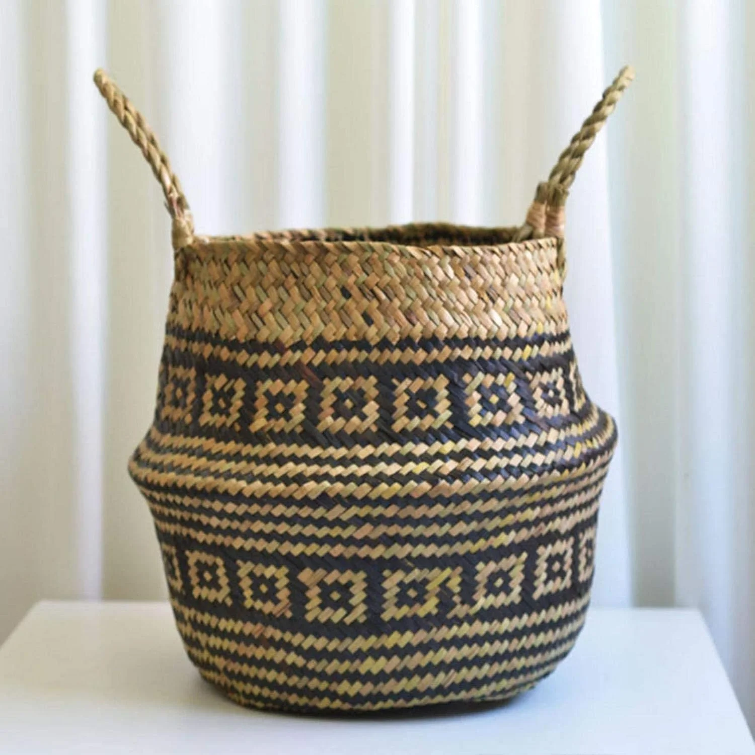 سبد گل بافی دستباف، سبد خرید تاشو با دو گوش، سبد نگهداری وسایل منزل