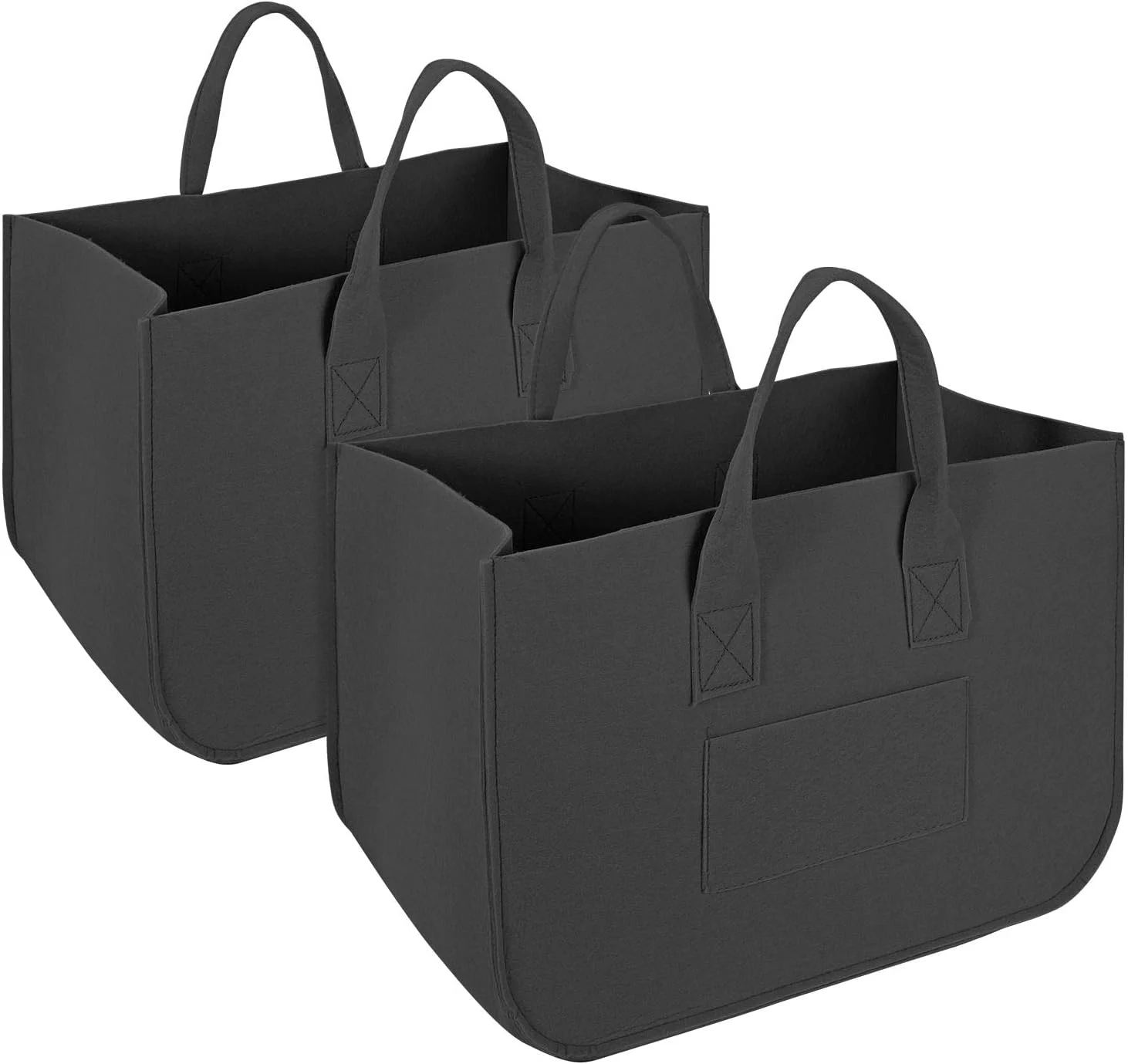 بسته 2 عددی سبد ذخیره سازی نمدی Vinsani، کیف های بزرگ تاشو چند منظوره با دسته های محکم، سبد لباسشویی، کیف خرید، کیف ذخیره سازی برای هیزم، اسباب بازی، کتاب، لباس، روزنامه - مشکی بسته 2 عددی سبد ذخیره سازی نمدی Vinsani، کیف های بزرگ تاشو چند منظوره با دسته های محکم، سبد لباسشویی، کیف خرید، کیف ذخیره سازی برای هیزم، اسباب بازی، کتاب، لباس، روزنامه - مشکی