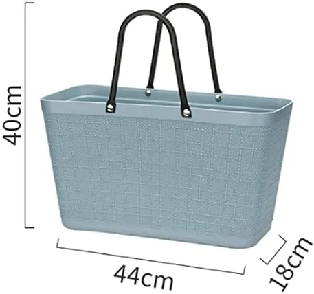 سبد خرید BaiBnn پلاستیکی قابل حمل با ظرفیت بزرگ، سبد سبزیجات، سبد پیک نیک، سبد سوپرمارکت (رنگ: سفید)
