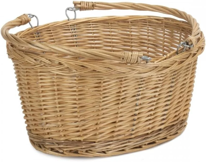 سبد خرید حصیری دسته دار قرمز، سبد پیک نیک، قهوه ای، 41x18x30 سانتی متر