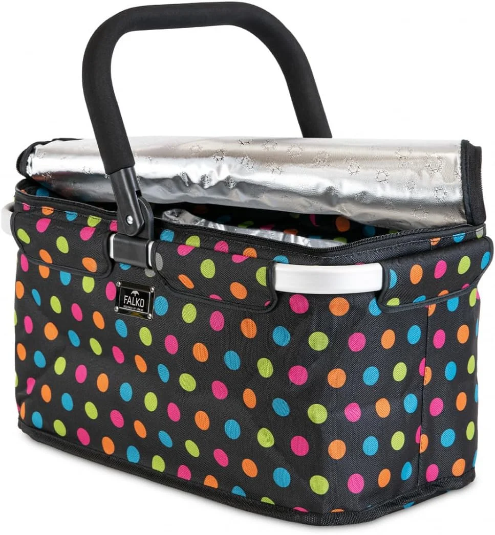 سبد خرید حرارتی Genius Falko مشکی با خال های رنگارنگ | ساک خرید 22 لیتری بزرگ تاشو با درب | سبد حمل با عملکرد خنک کننده برای مسافرت، مشکی/چند رنگ سبد خرید حرارتی Genius Falko مشکی با خال های رنگارنگ | ساک خرید 22 لیتری بزرگ تاشو با درب | سبد حمل با عملکرد خنک کننده برای مسافرت، مشکی/چند رنگ