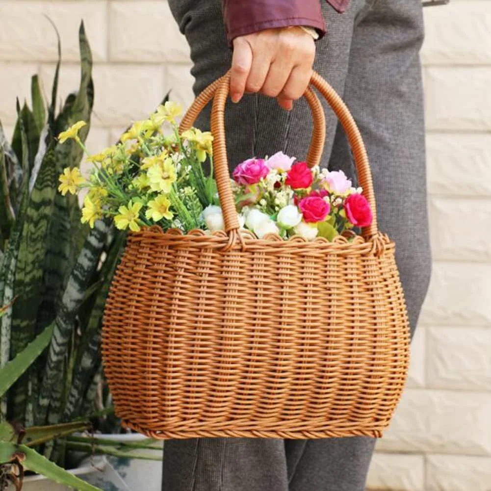 سبد حصیری، سبد خرید دو دسته، سبد خرید، سبد گل، سبد هدیه، سبد چیدن، سبد کوچک، سبد پیک نیک، سبد عکس (رنگ: A)