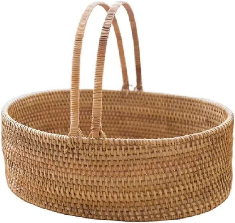 سبد خرید حصیری ساده، سبد پیک نیک، سبد نگهداری رومیزی اتاق نشیمن، اتاق خواب، سبد خرید