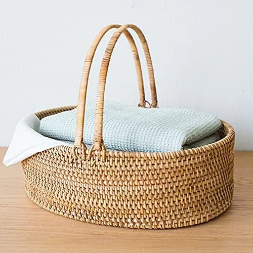 سبد خرید حصیری ساده، سبد پیک نیک، سبد نگهداری رومیزی اتاق نشیمن، اتاق خواب، سبد خرید