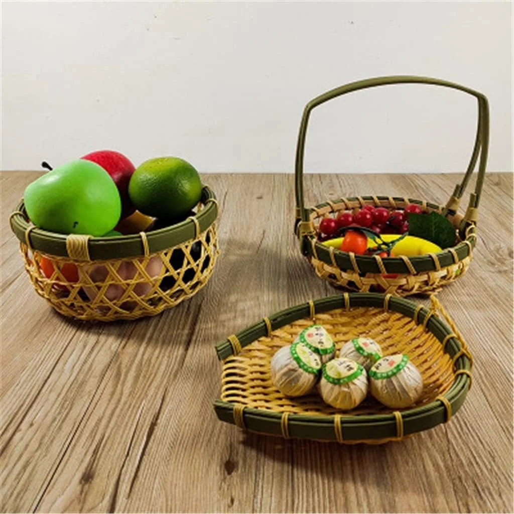 سبد میوه BLZQSQ، سبد خرید، سبد بامبو، سبد ذخیره سازی، سبد بامبو، سبد حصیری تقلبی قابل حمل