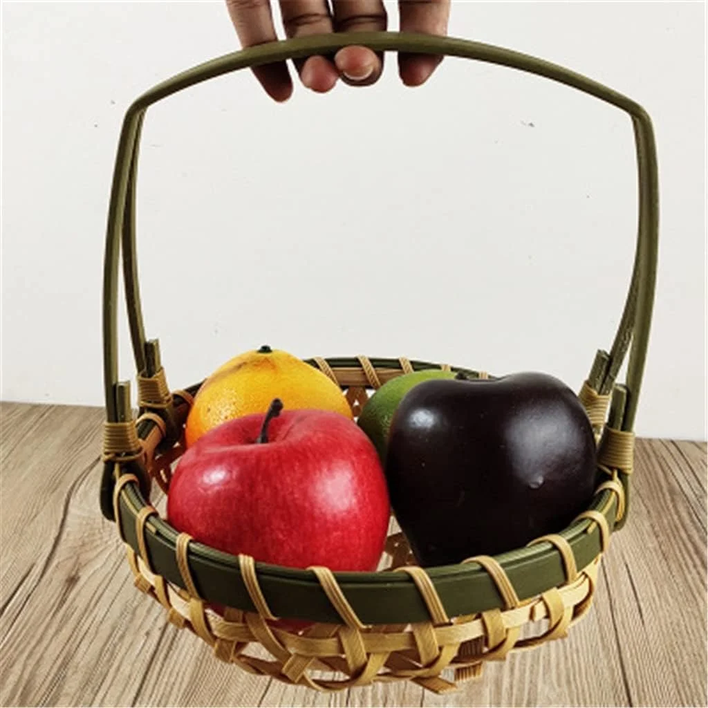 سبد میوه BLZQSQ، سبد خرید، سبد بامبو، سبد ذخیره سازی، سبد بامبو، سبد حصیری تقلبی قابل حمل