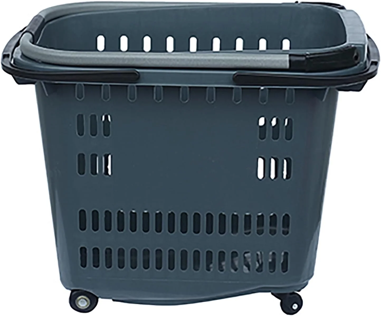 ست 6 عددی سبد خرید چرخ دار با دسته، سبد خرید پلاستیکی قابل حمل برای سوپرمارکت ها و فروشگاه های خرده فروشی (خاکستری تیره، 58x40 سانتی متر)