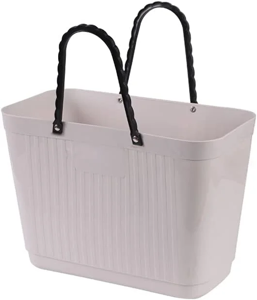 سبد خرید پلاستیکی ساده و قابل حمل، سبد لباس های کثیف، سبد لباسشویی، سبد خرید، سبد ذخیره سازی، سبد خرید پلاستیکی سبد پیک نیک کیف خرید (رنگ: سفید)