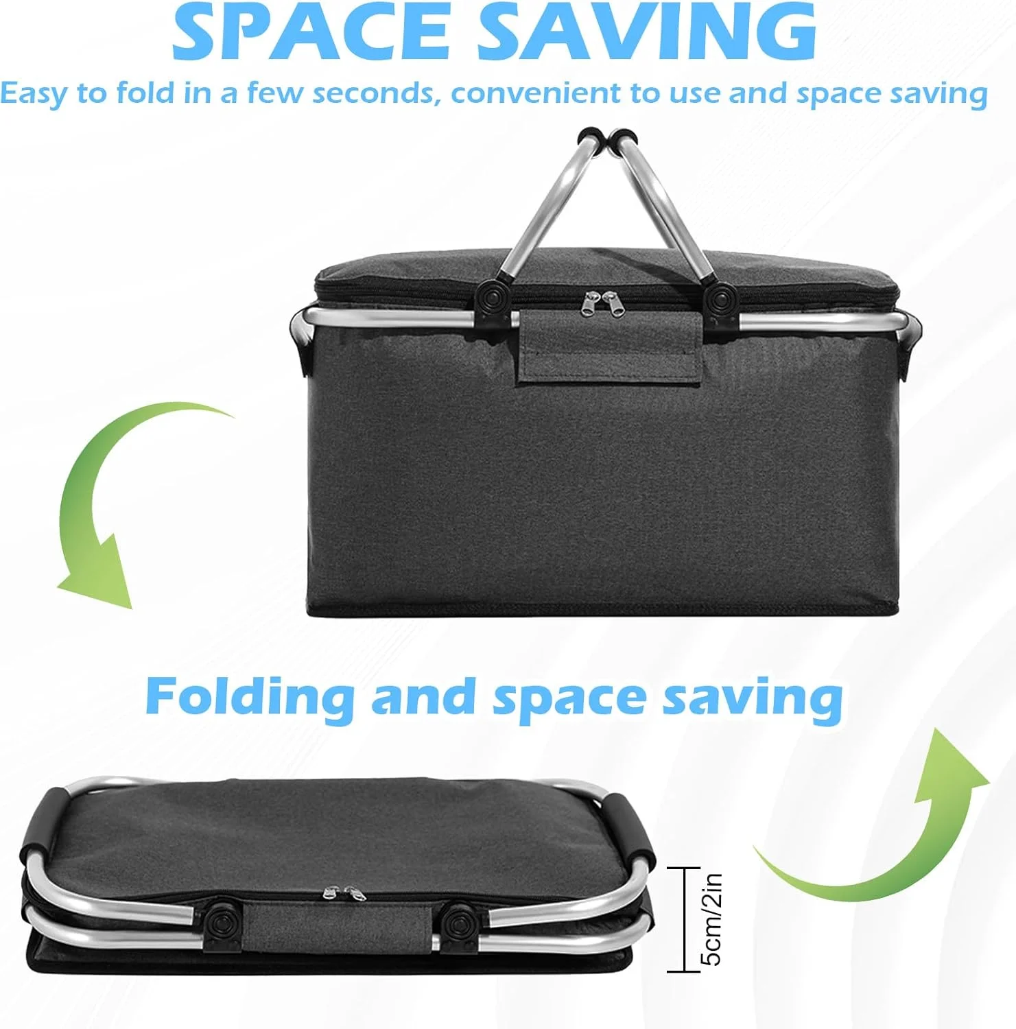 سبد خرید 26 لیتری YushengTai، سبد خرید مشکی، تاشو با دو دسته، کیف خنک نگهدارنده، تاشو برای مسافرت، پیک نیک، خرید، هدیه سبد خرید 26 لیتری YushengTai، سبد خرید مشکی، تاشو با دو دسته، کیف خنک نگهدارنده، تاشو برای مسافرت، پیک نیک، خرید، هدیه