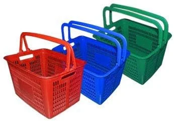 سبد خرید پلاستیکی قابل حمل DELHI INTERIOR HUB با دسته، بسته ترکیبی 3 عددی