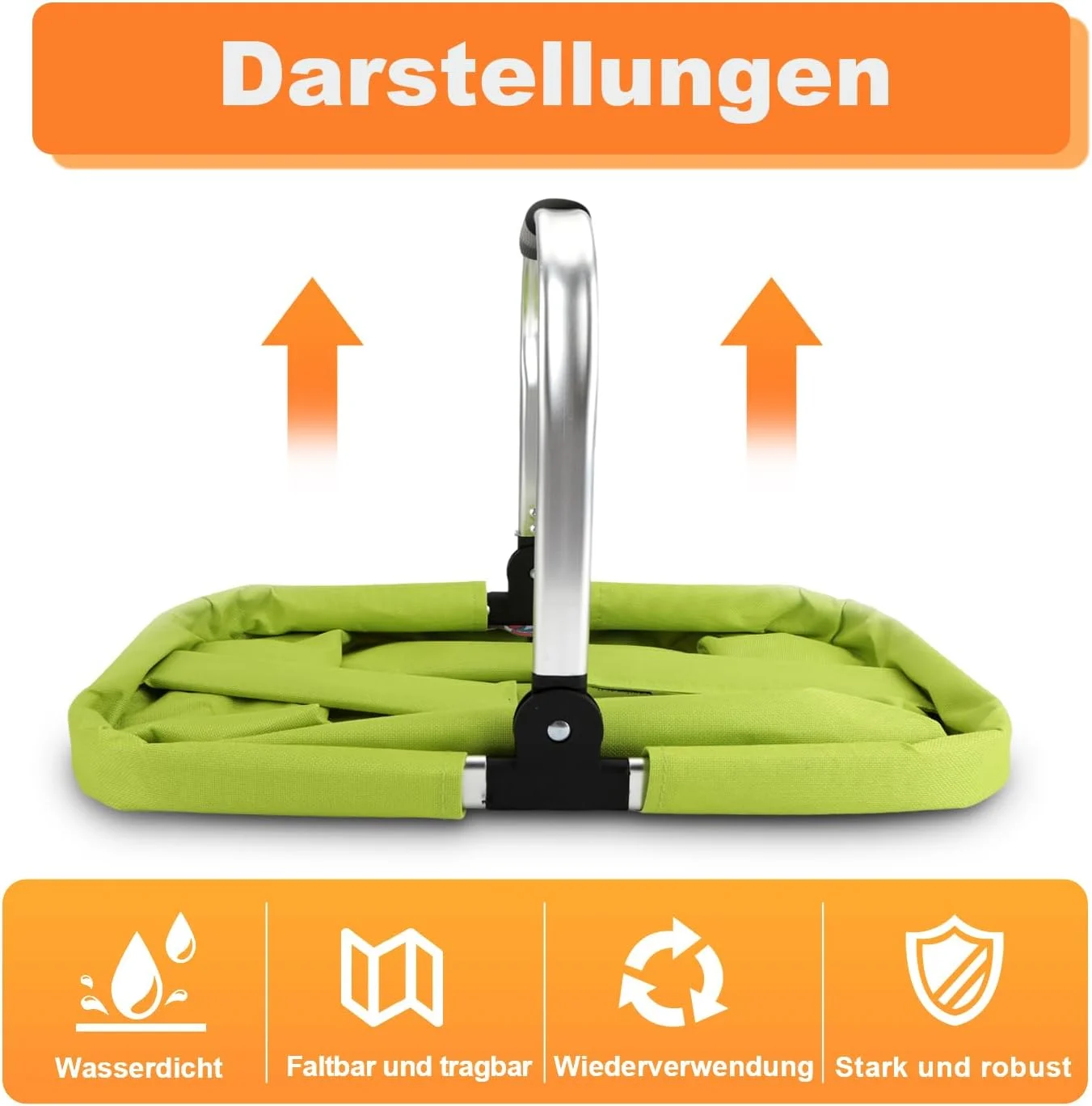 سبد خرید تاشو، 30 لیتر، سبد پیک نیک کوچک با دسته های نرم و جیب زیپ دار، سبد خرید تاشو، حداکثر ظرفیت بار 15 کیلوگرم، کیف خرید برای خرید، پیک نیک و نگهداری