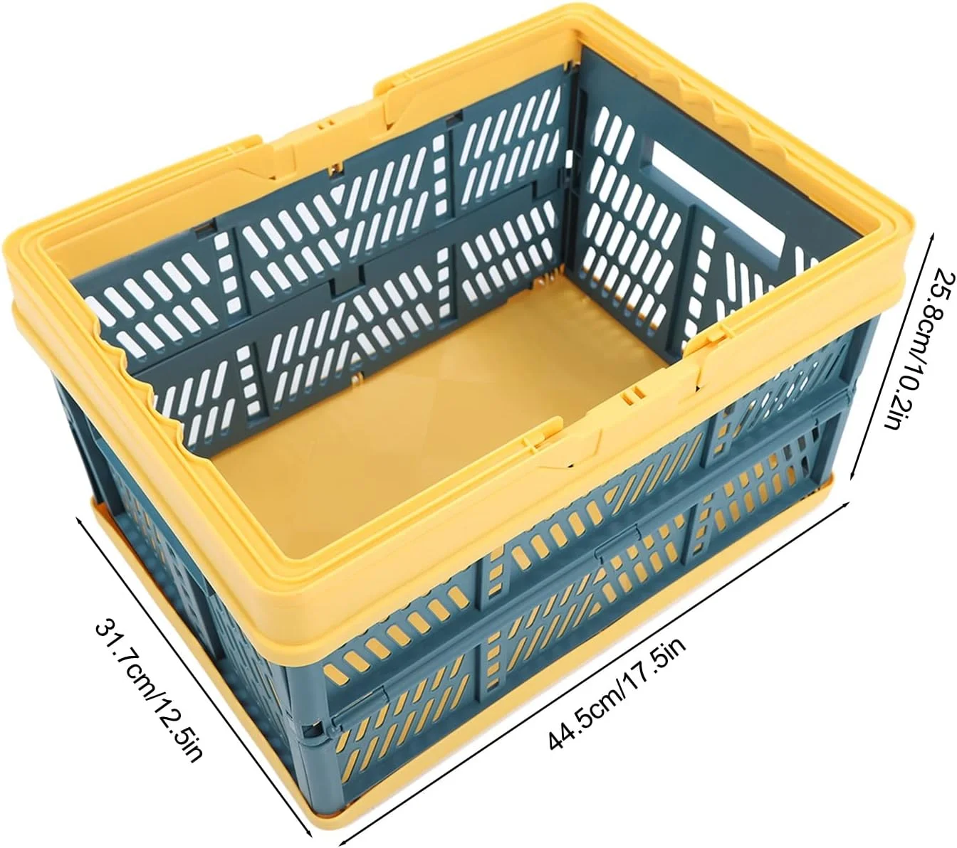 سبدهای خرید پلاستیکی تاشو Fdit، سبدهای ذخیره سازی جمع شونده با دستگیره، جعبه های ضد آب مد روز برای دفتر خانه (زرد سبز سایز بزرگ)