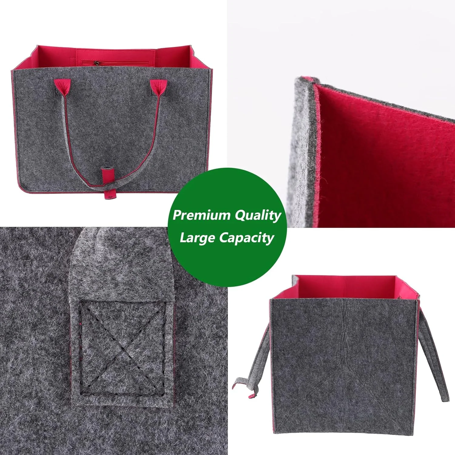 YAYODS بسته 2 عددی کیف نمدی سبد خرید بزرگ تاشو - 40 x 27 x 27 سانتی متر (30 لیتر) کیف نمدی ساک خرید کیف خرید بزرگ با جیب داخلی - سبد خرید مقاوم سبد خرید ضخیم YAYODS بسته 2 عددی کیف نمدی سبد خرید بزرگ تاشو - 40 x 27 x 27 سانتی متر (30 لیتر) کیف نمدی ساک خرید کیف خرید بزرگ با جیب داخلی - سبد خرید مقاوم سبد خرید ضخیم
