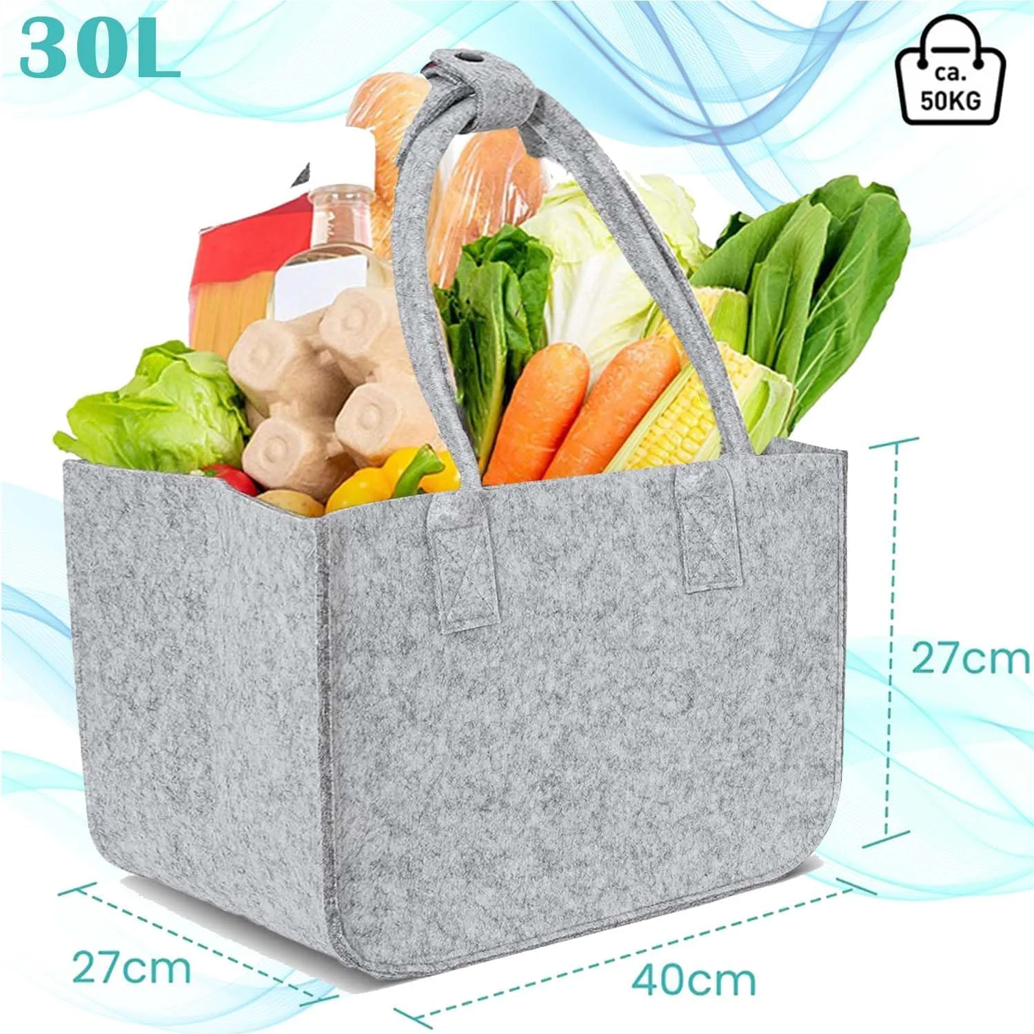 داسدسپ بسته 2 عددی ساک خرید نمدی 30 لیتری بزرگ