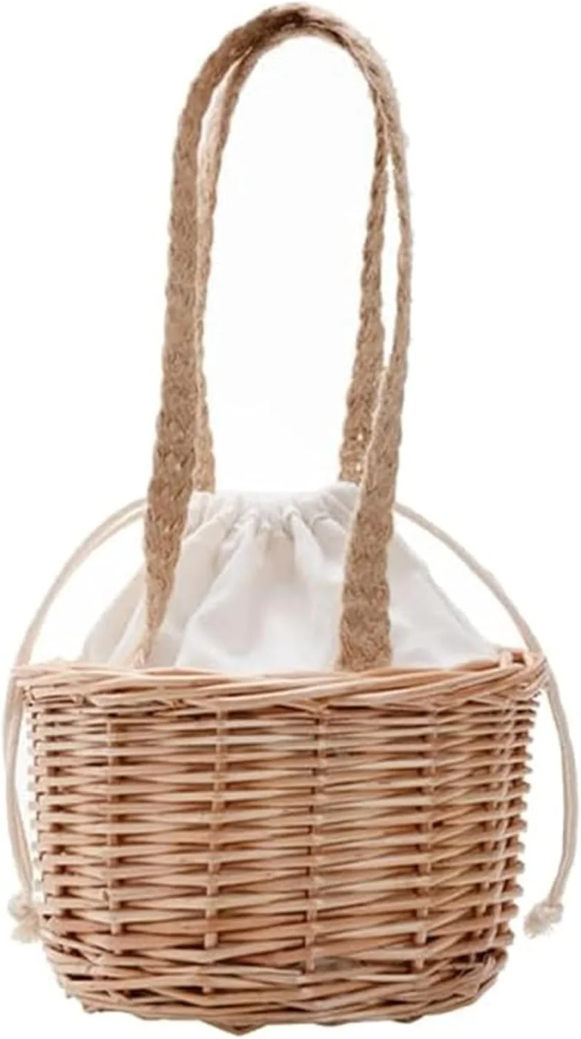 1 سبد حصیری ذخیره سازی، سبد هدیه تزئینی دست ساز، گل های دست ساز و سبد خرید