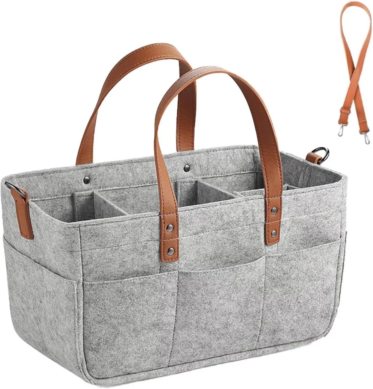 سبد خرید نمدی، کیف نمدی 16 لیتری، کیف خرید با محفظه، کیف نمدی، نگهداری، تاشو، کیف هیزم مقاوم برای سفرهای خارج از منزل، پیک نیک، خرید، خاکستری، 38 x 23 x 18 سانتی متر