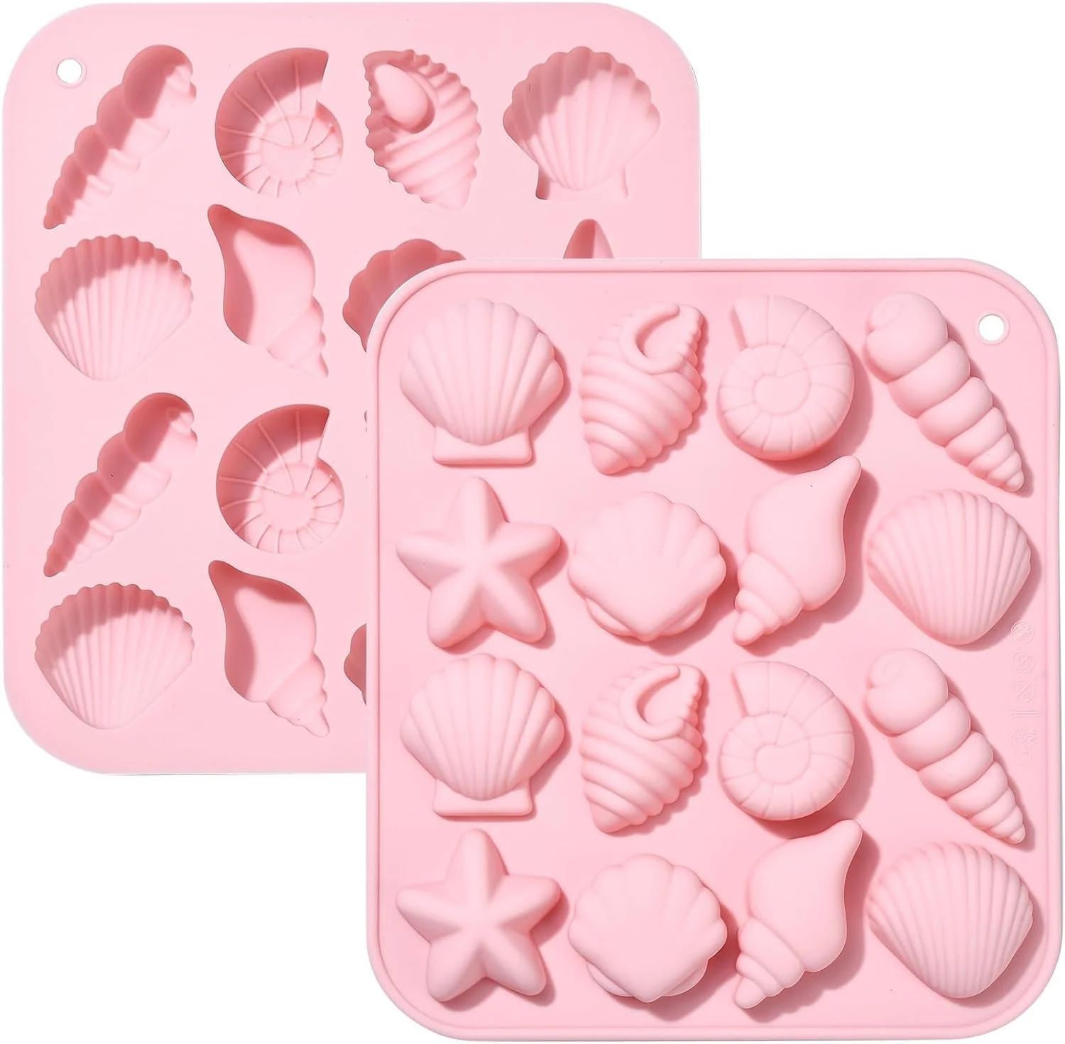 قالب شکلات صدف ستاره دریایی BIGTHREE، 2 عدد قالب سیلیکونی با تم دریا، قالب کیک فوندانت DIY برای تزئین کاپ کیک و پخت شیرینی و شکلات