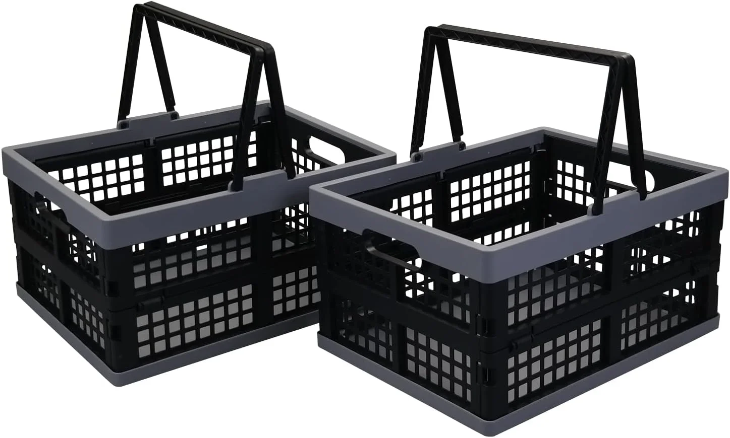 سبد خرید تاشو پلاستیکی Nicesh، 2 عددی، 15 لیتری، جعبه های نگهداری تاشو با دسته