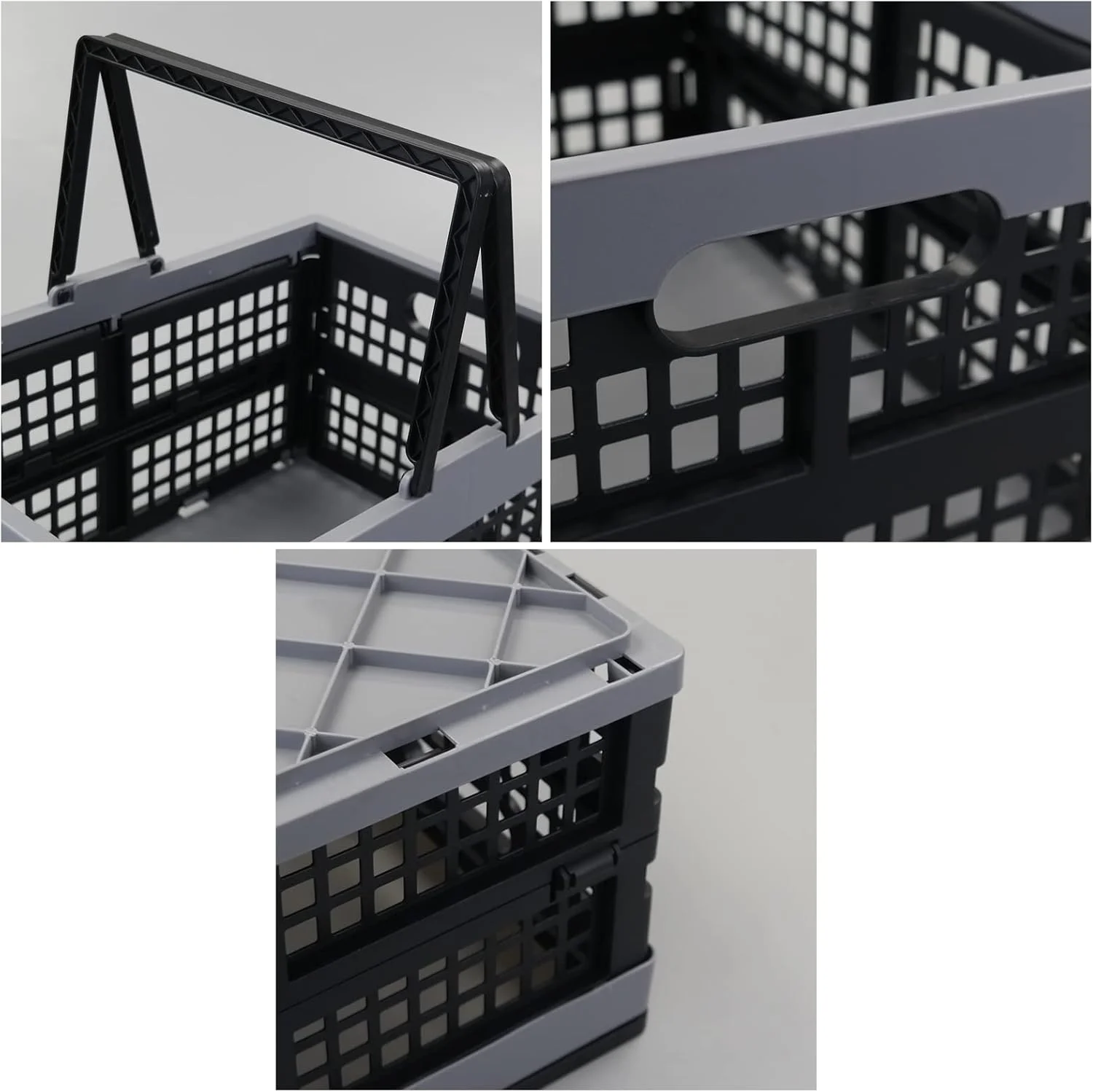 سبد خرید تاشو پلاستیکی Nicesh، 2 عددی، 15 لیتری، جعبه های نگهداری تاشو با دسته