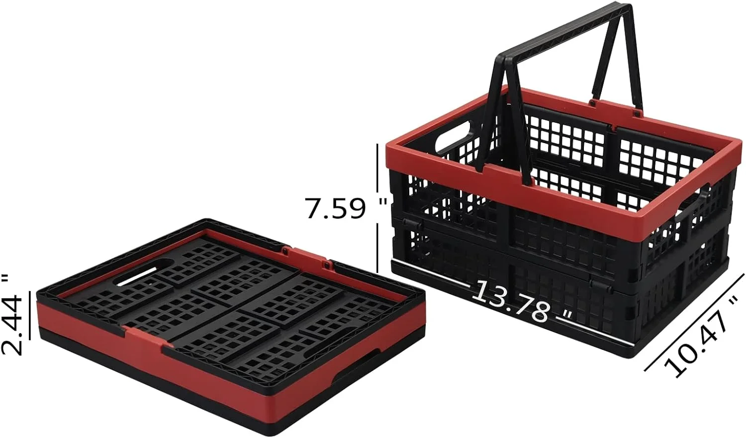 بسته 2 عددی سبد خرید تاشو Idomy با دستگیره، سبد پلاستیکی خرید مواد غذایی