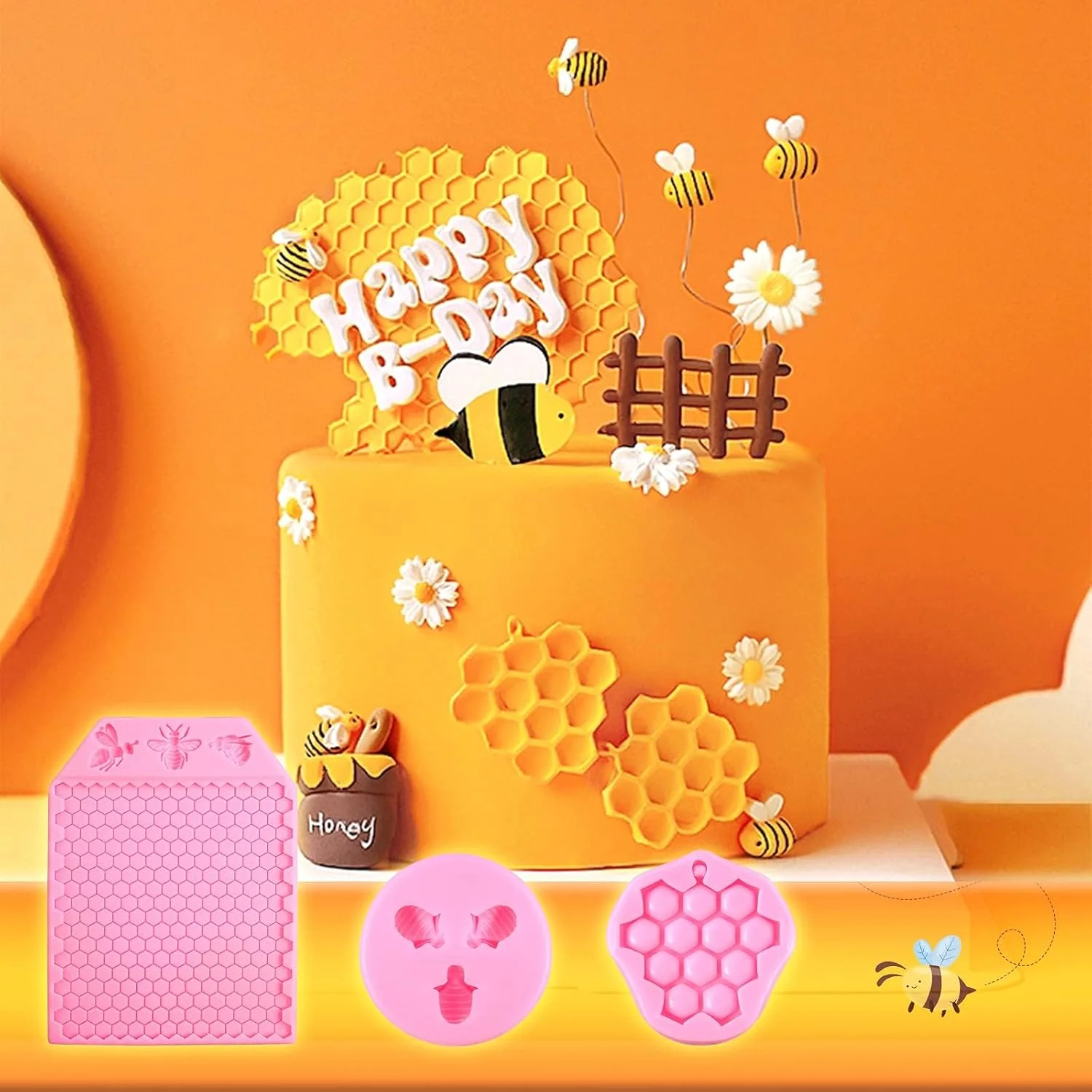 قالب سیلیکونی زنبور عسل آزونی، 3 بسته 7 حفره، قالب فوندانت لانه زنبوری، قالب سیلیکونی شکلات آب نبات، قالب فوندانت زنبوری سیلیکونی، قالب سیلیکونی آب نبات زنبوری، قالب های پخت سیلیکونی کندو