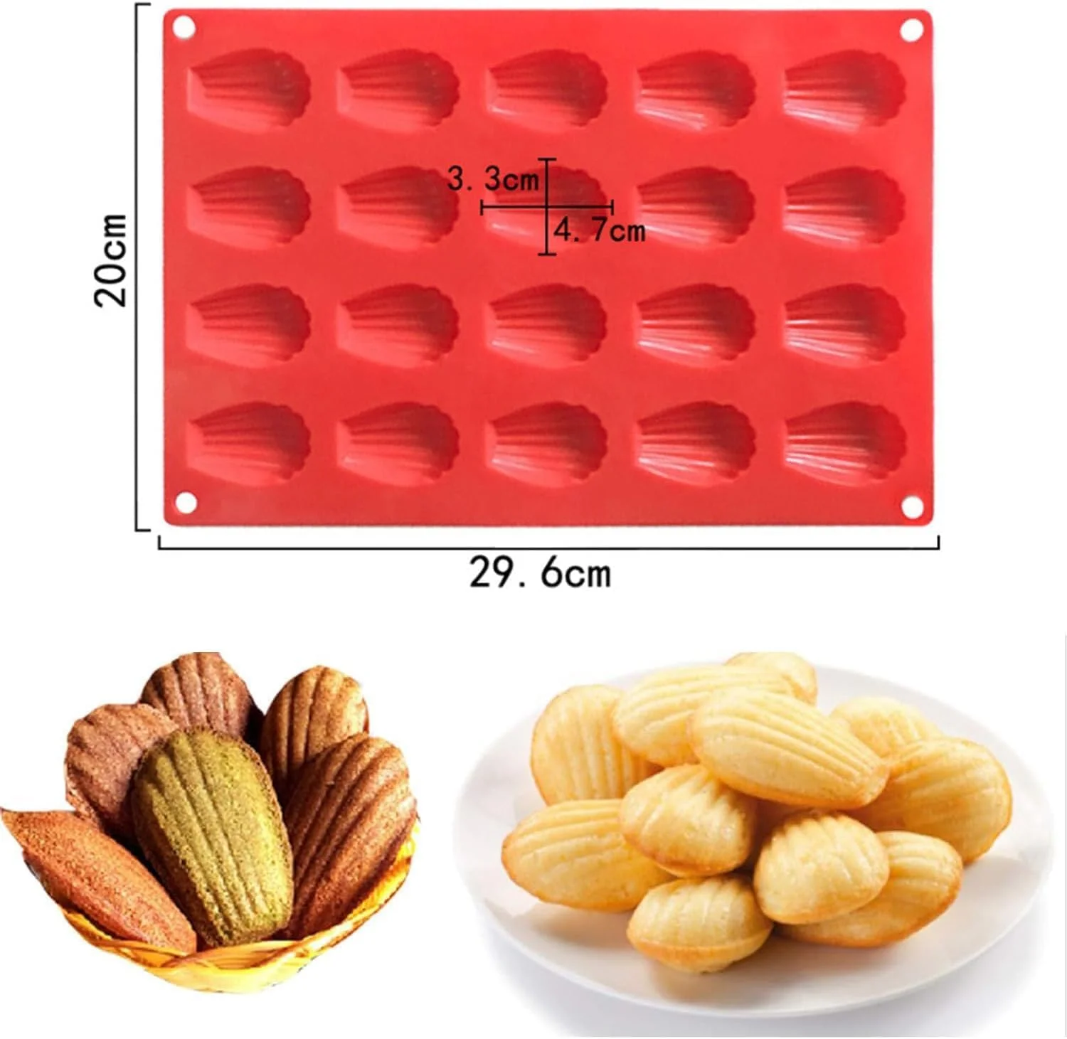 قالب‌های مادلین Aputue، 2 عدد قالب 20 حفره‌ای نچسب مادلین ایمن و غیر سمی، قالب کیک سیلیکونی مادلین برای شکلات، کوکی، دسر، آبنبات، قالب کیک پخت به شکل صدف