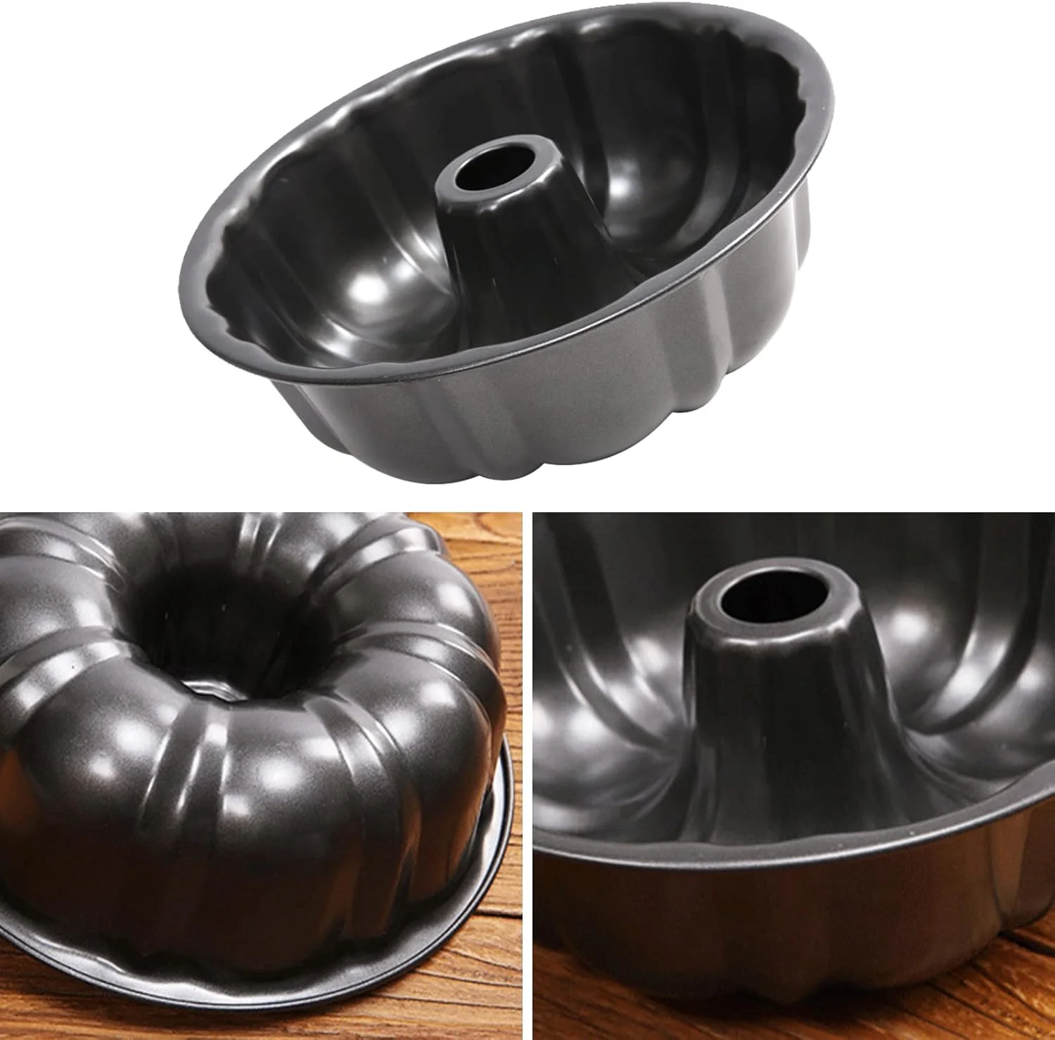 قالب کیک حلقه ای شیاردار ARVINKEY، سینی قالب کیک گرد فولادی کربنی نچسب و ضد نشت، قالب پخت 24 سانتی متری / 9.45 اینچی برای پخت کیک و نان، مشکی قالب کیک حلقه ای شیاردار ARVINKEY، سینی قالب کیک گرد فولادی کربنی نچسب و ضد نشت، قالب پخت 24 سانتی متری / 9.45 اینچی برای پخت کیک و نان، مشکی