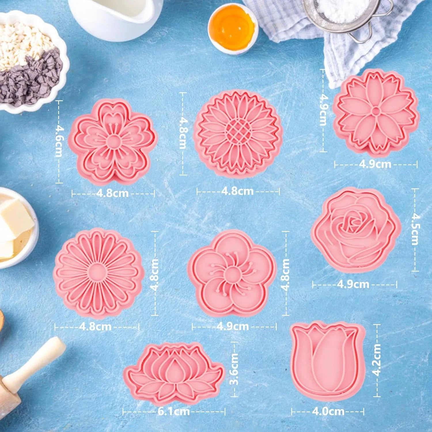 ست 8 تکه قالب کوکی گل – قالب های کوکی پلاستیکی سه بعدی با اشکال کارتونی زیبا برای بیسکویت، فوندانت، اسنک و پخت پنیر، ایده آل برای پروژه های پخت خلاقانه و سرگرم کننده
