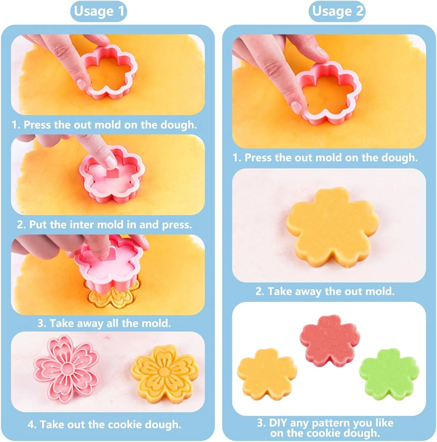 ست 8 تکه قالب کوکی گل – قالب های کوکی پلاستیکی سه بعدی با اشکال کارتونی زیبا برای بیسکویت، فوندانت، اسنک و پخت پنیر، ایده آل برای پروژه های پخت خلاقانه و سرگرم کننده
