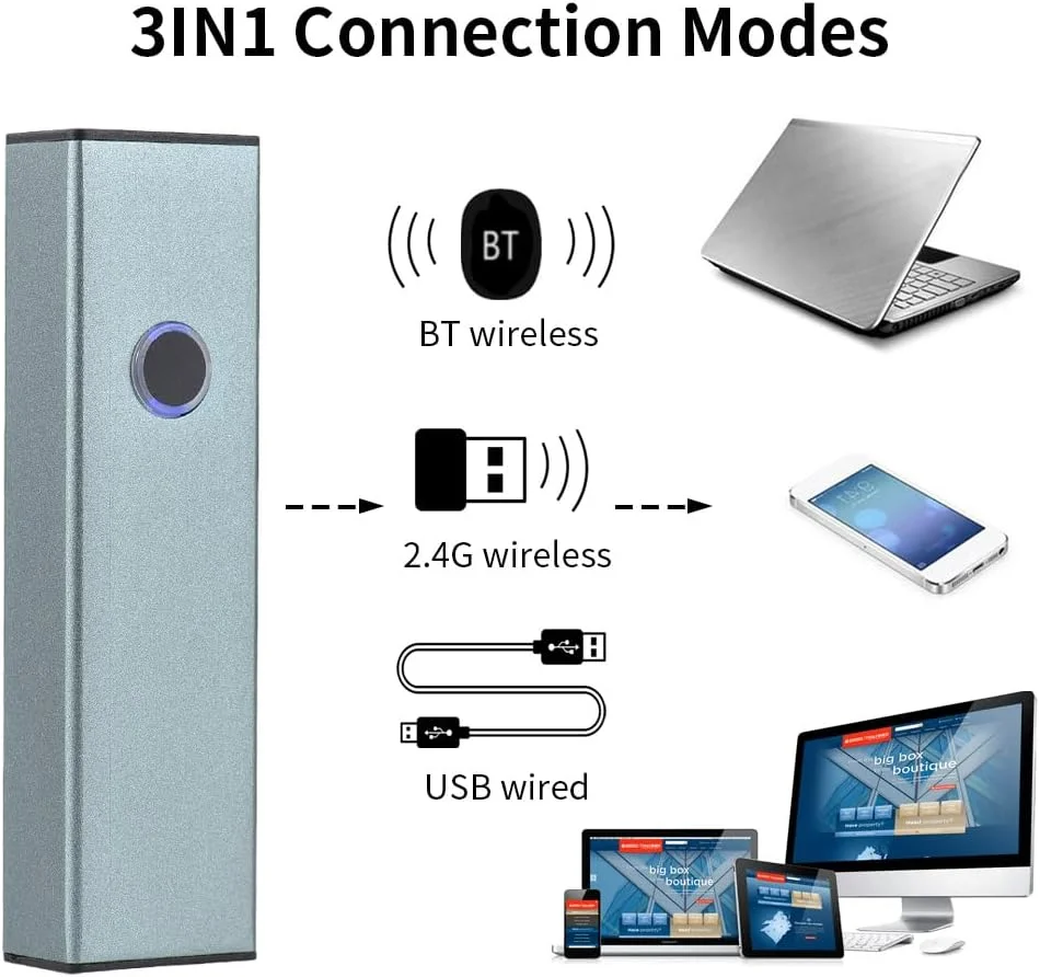 اسکنر بارکد دوبعدی 2D 1D QR، 3 در 1، اتصال بیسیم BT و 2.4 گیگاهرتز و اتصال سیمی، اعلان صوتی و لرزشی، پشتیبانی از ذخیرهسازی آفلاین، سازگار با ویندوز، اندروید، لینوکس، مک برای سوپرمارکت، خردهفروشی، کتابخانه، DOOMUN اسکنر بارکد دوبعدی 2D 1D QR، 3 در 1، اتصال بیسیم BT و 2.4 گیگاهرتز و اتصال سیمی، اعلان صوتی و لرزشی، پشتیبانی از ذخیرهسازی آفلاین، سازگار با ویندوز، اندروید، لینوکس، مک برای سوپرمارکت، خردهفروشی، کتابخانه، DOOMUN