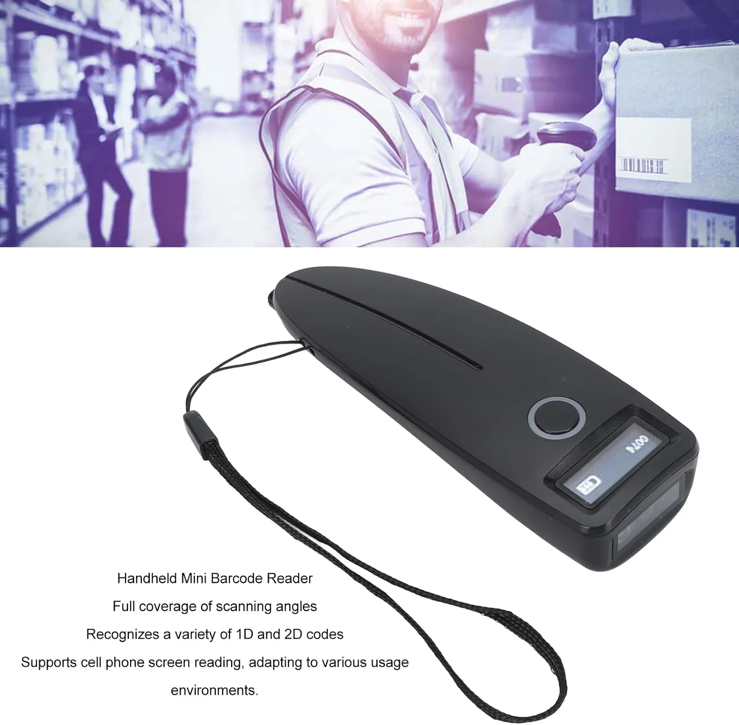 اسکنر بارکد دستی Plyisty Mini 2D 1D، اسکنر بارکد بی سیم USB قابل حمل، اسکن همه جهته، برای پرداخت موبایلی سوپرمارکت اسکنر بارکد دستی Plyisty Mini 2D 1D، اسکنر بارکد بی سیم USB قابل حمل، اسکن همه جهته، برای پرداخت موبایلی سوپرمارکت