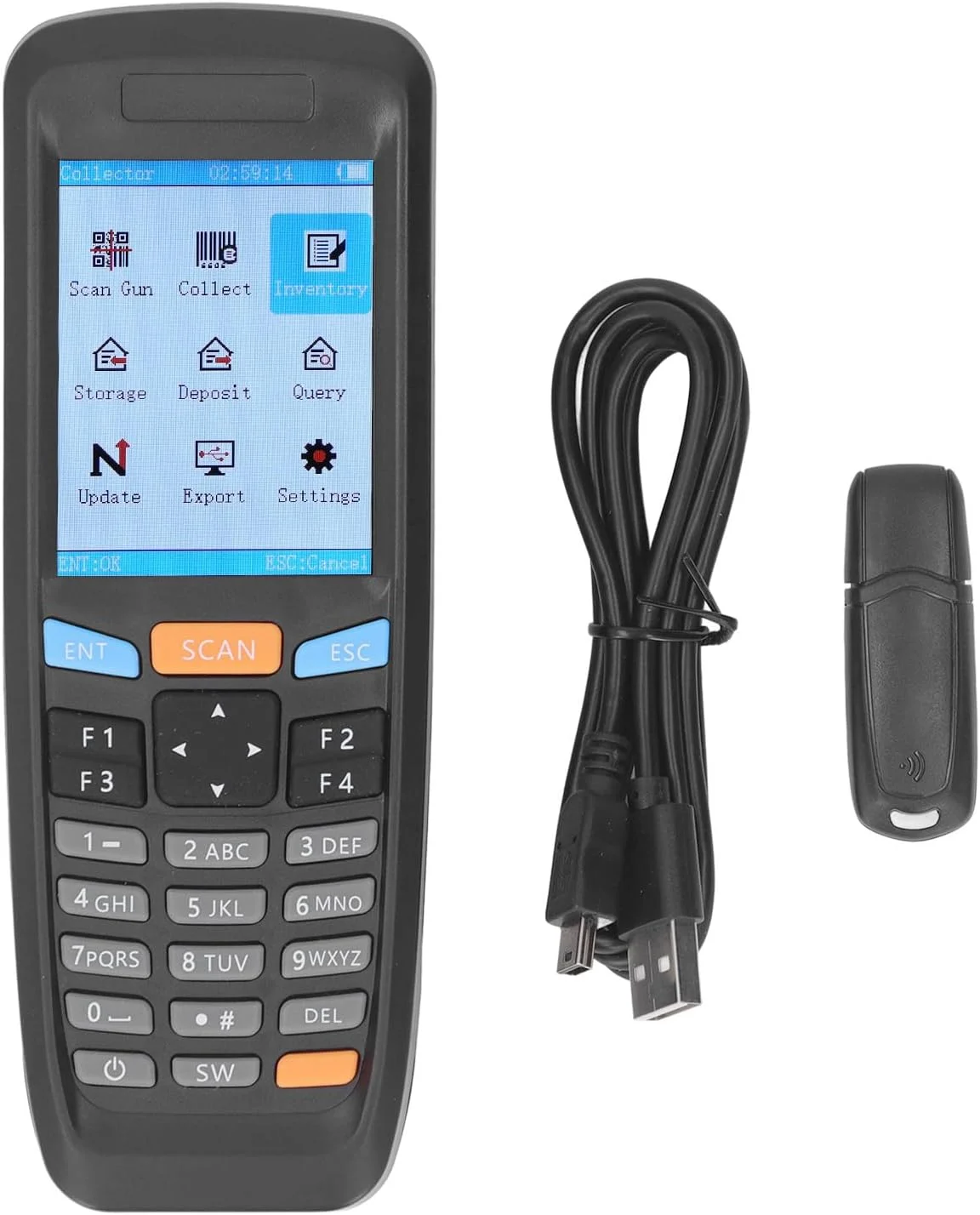 اسکنر بارکد Gearwell، بارکد خوان بی سیم 2D، صفحه نمایش رنگی 2.8 اینچی 2.4G جمع کننده بارکد قابل حمل برای انبارداری، مدیریت خرده فروشی