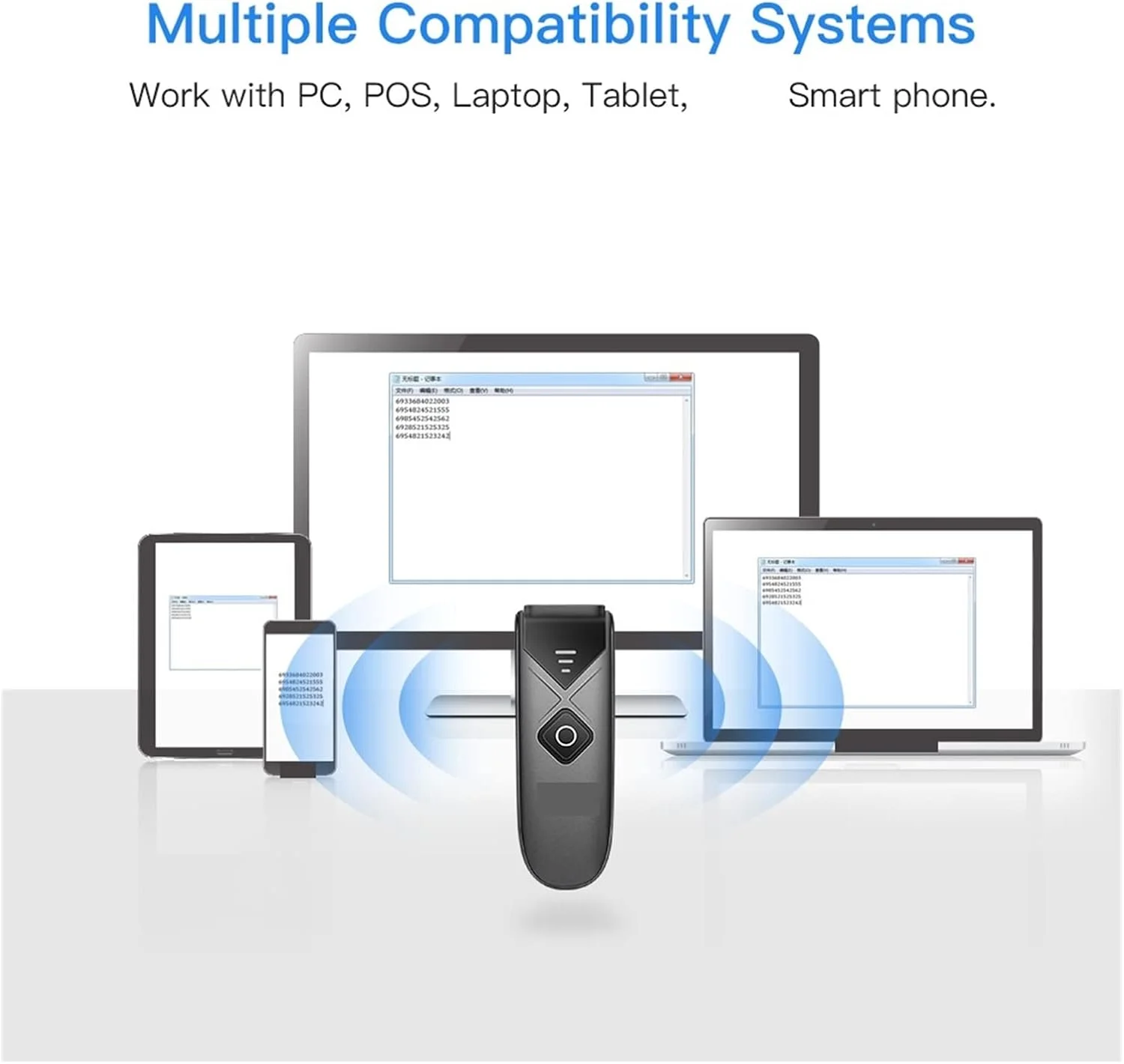 اسکنر بارکد دستی GHQERTY مدل EY-015، اسکنر بارکد کوچک USB سیمی/بلوتوث/2.4G بی‌سیم 1D 2D QR PDF417 EAN13 Data Matrix (رنگ: مشکی، سایز: EY-015L)