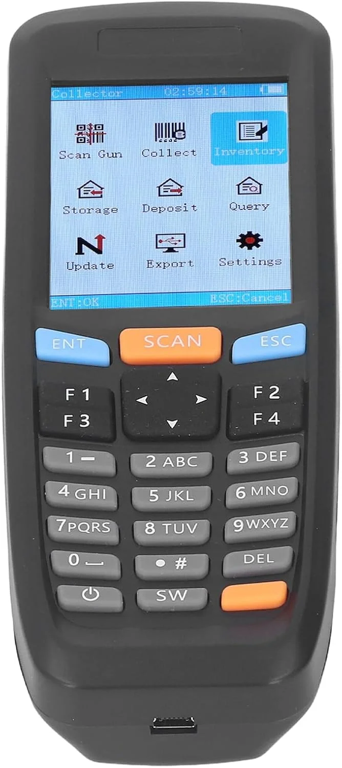 بارکد اسکنر بی‌سیم قابل حمل 2.4 گیگاهرتز با ارتباط 5.0 و صفحه نمایش رنگی LCD بزرگ 2.8 اینچی، ایده‌آل برای فروشگاه‌های خرده‌فروشی