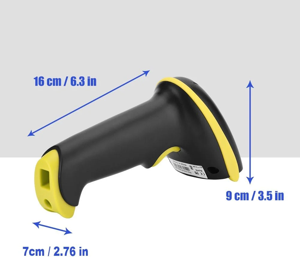 اسکنر بارکد بی سیم، اسکنر بارکد خوان USB بی سیم 2.4 گیگاهرتزی دستی برای / 7/8 / 10 / مناسب برای انبار، سوپرمارکت، هتل، بخش، بارکدها (زرد)