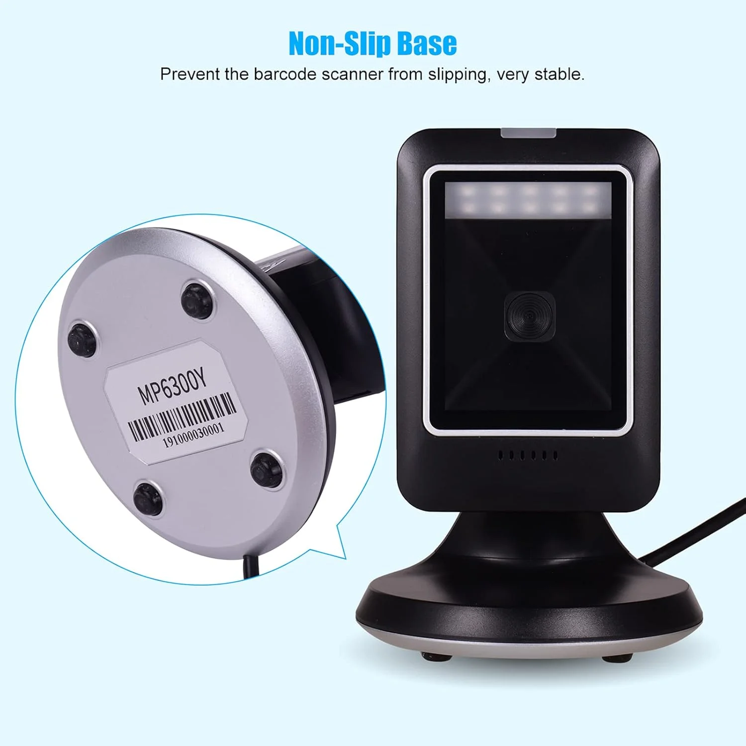 اسکنر بارکد خوان چند جهته MP6300Y 1D 2D QR USB Wed CMOS Image Hand-Free برای سوپرمارکت کتابفروشی خرده فروشی بیمارستان HELEMIY