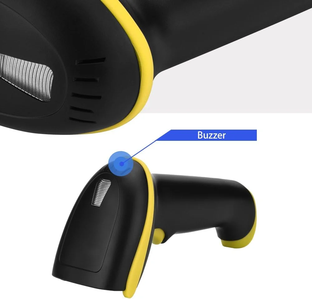 اسکنر بارکد بی سیم، اسکنر بارکد خوان USB بی سیم 2.4 گیگاهرتزی دستی برای / 7/8 / 10 / مناسب برای انبار، سوپرمارکت، هتل، بخش، بارکدها (زرد)