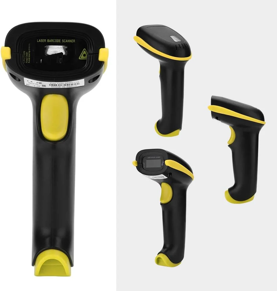 اسکنر بارکد بی سیم، اسکنر بارکد خوان USB بی سیم 2.4 گیگاهرتزی دستی برای / 7/8 / 10 / مناسب برای انبار، سوپرمارکت، هتل، بخش، بارکدها (زرد)