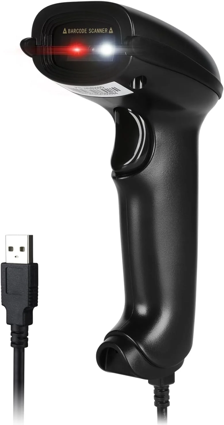 اسکنر بارکدخوان دو بعدی USB دستی WoneNice برای پرداخت موبایلی فروشگاه رفاه سوپرمارکت انبار، مشکی
