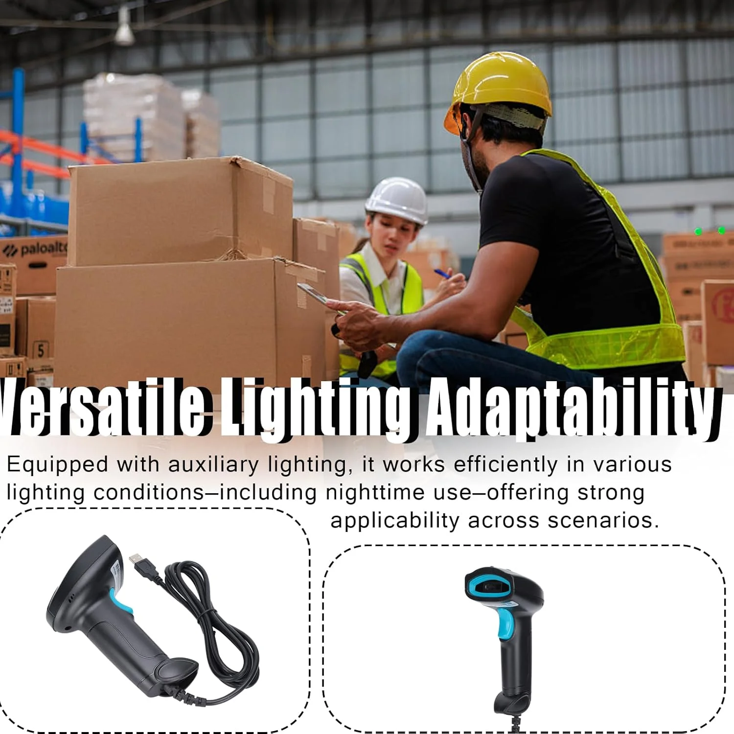 اسکنر بارکد دستی lvifloae با قابلیت خواندن 360 درجه ای کد QR، اسکنر بارکد خوان USB (آبی مشکی)