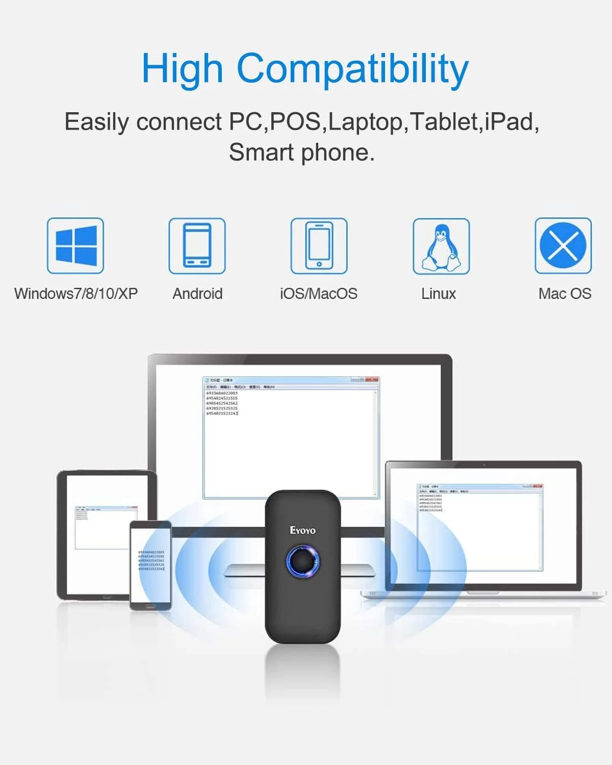 اسکنر بارکد بلوتوثی مینی 1D ایویو با کیف، اسکنر بارکد 3 در 1 بلوتوث و USB سیمی و 2.4G بی سیم قابل حمل، سازگار با ویندوز، اندروید، iOS، تبلت ها یا کامپیوترها (مشکی) اسکنر بارکد بلوتوثی مینی 1D ایویو با کیف، اسکنر بارکد 3 در 1 بلوتوث و USB سیمی و 2.4G بی سیم قابل حمل، سازگار با ویندوز، اندروید، iOS، تبلت ها یا کامپیوترها (مشکی)