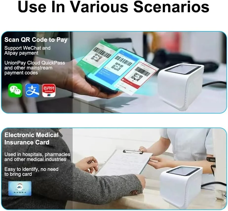 اسکنر بارکد رومیزی Irovami QR، جعبه اسکن کد پرداخت موبایلی با حسگر خودکار، بارکد خوان سیمی USB برای سوپرمارکت، فروشگاه خرده فروشی، رستوران اسکنر بارکد رومیزی Irovami QR، جعبه اسکن کد پرداخت موبایلی با حسگر خودکار، بارکد خوان سیمی USB برای سوپرمارکت، فروشگاه خرده فروشی، رستوران