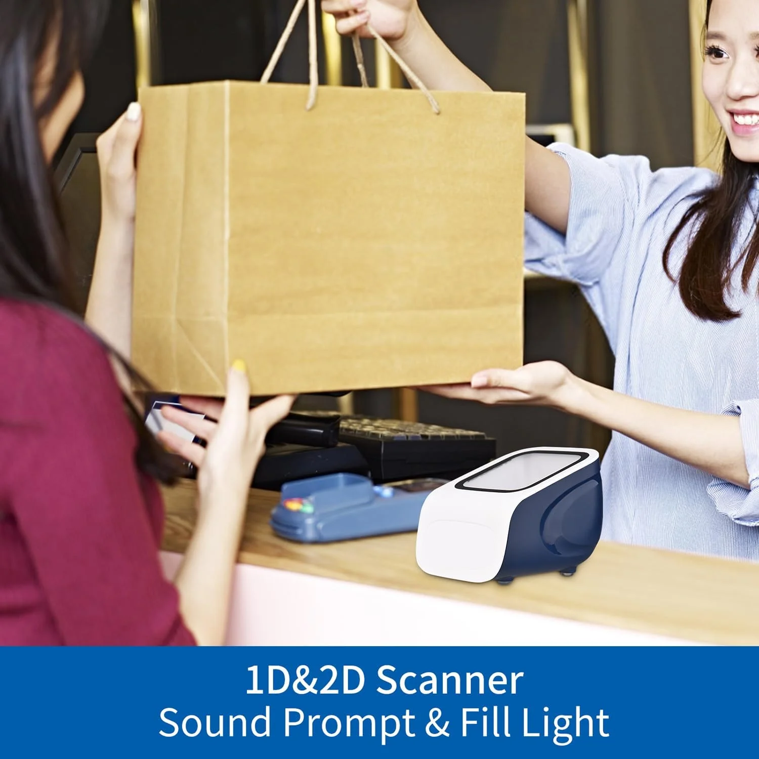 اسکنر بارکد رومیزی لابیموس 1D 2D QR پلتفرم Hands- USB سیمی بارکد خوان Plug&Play سازگار با سیستم عامل ویندوز اندروید پنجره اسکن بزرگ برای سوپرمارکت کتابخانه فروشگاه خرده فروشی