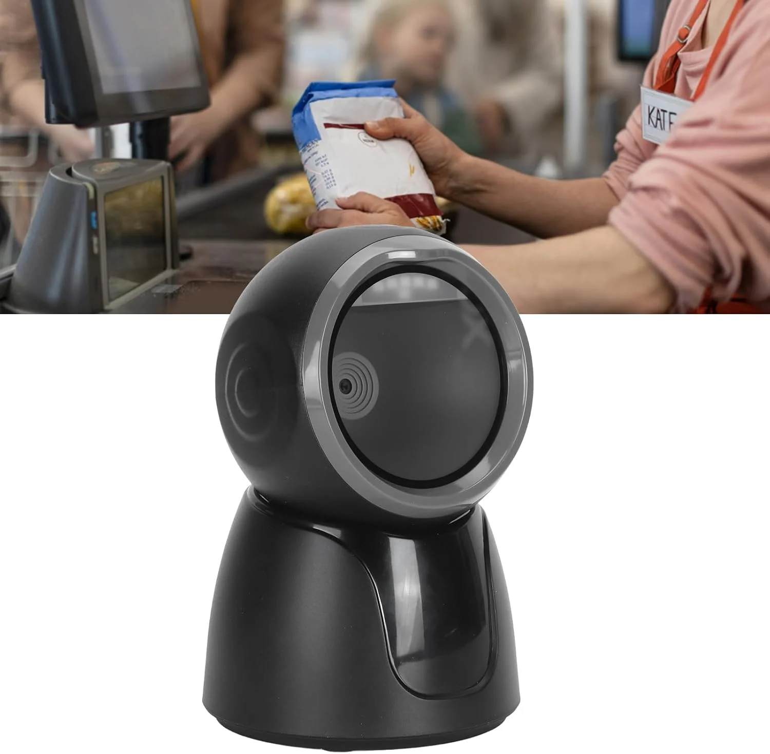 اسکنر بارکد بریلوکسا، بارکد خوان 1D 2D QR و اسکنر بارکد USB همه جهته با اتصال بلوتوث و بی سیم 2.4G، دستگاه اسکن خودکار رومیزی